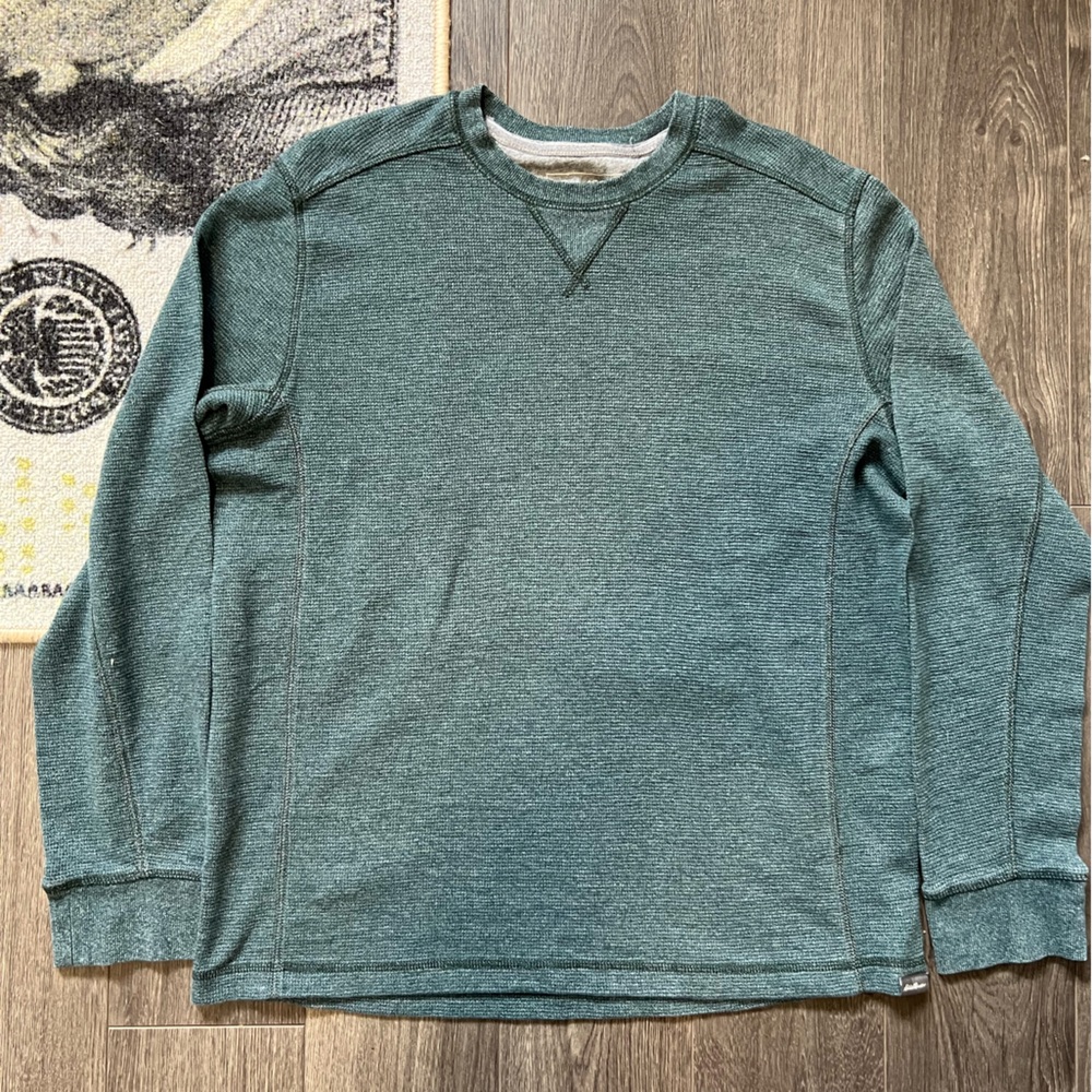 EDDIE BAUER WAFFLE THERMAL LONG SLEEVE GREEN SWEATER IN SIZE LARGE